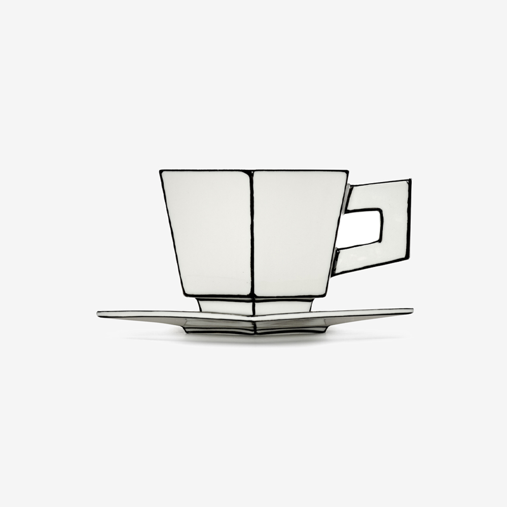 Набор из 2-х кофейных пар Cappuccino Cup with Saucer White-Black Carte Blanche 